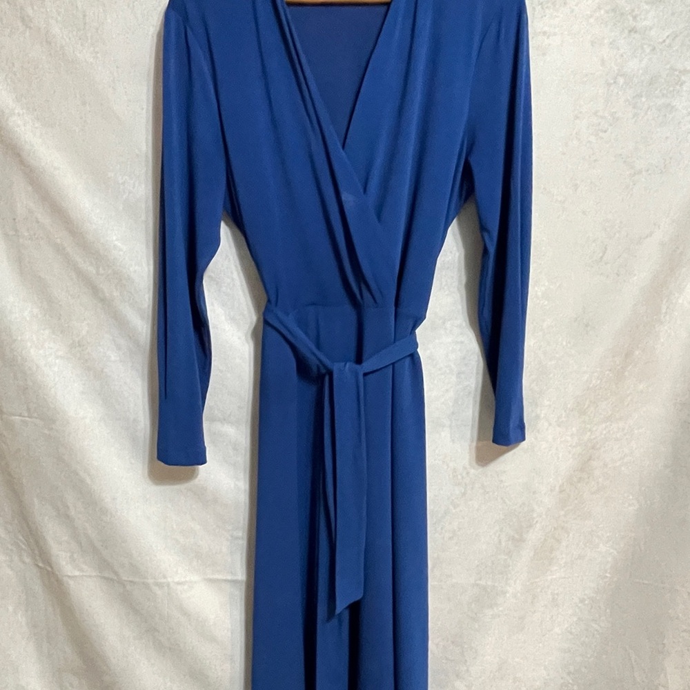 H&M Jersey Crepe Midi Dress Size L Wrap Dress Cornflower Blue - Picture 3 of 10